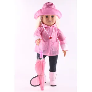 Rain Coat Doll Clothes for 18 inch American  Dolls:- Includes Rain Jacket, Umbrella, Boots, Hat, Pants, and Shirt b894