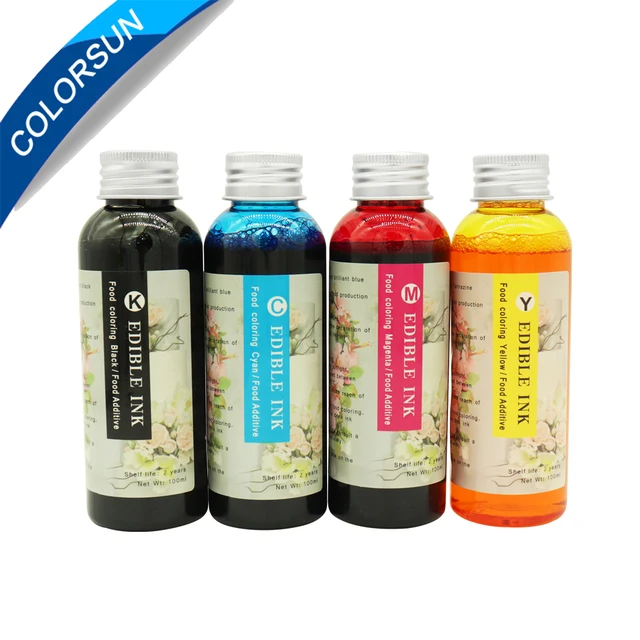 Best Price High quality 4 colors(CMYK) Edible Ink For Canon for Epson Desktop Inkjet Printer For Cake Chocolate coffee & food printer Best Price High quality 4 colors(CMYK) Edible Ink For Canon for Epson Desktop Inkjet Printer For Cake Chocolate coffee & food printer