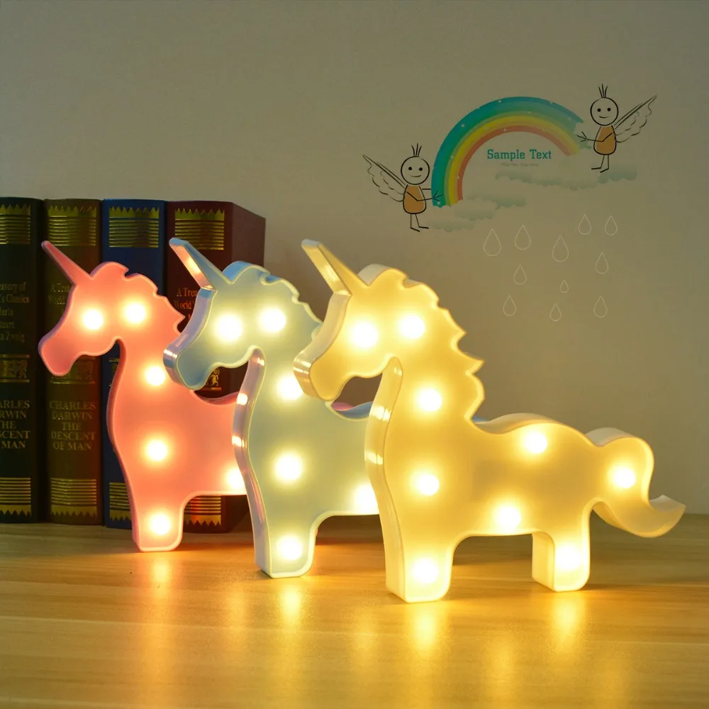 3D Led Unicorn Lamp Night Light Animal Wall Light Desk Table Lamp