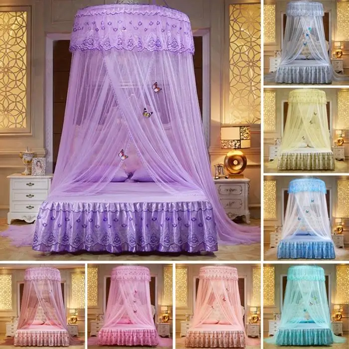 Круглая кружевная занавеска купол Принцесса Королева кровать навес сетка москитные сетки для дома наклейка принцесса кровать сетки P7Ding