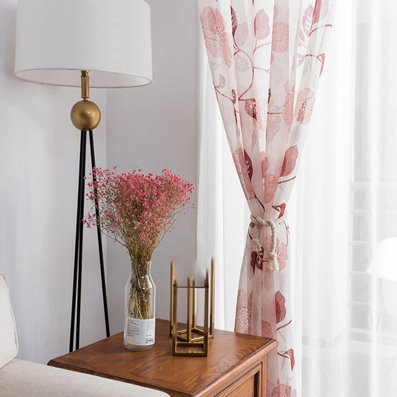 Drape Panel Sheer Scarf Valances Vines Flower Tulle Door Window Curtain Drapes In Living Room Home Decor Sheer Voile Valances