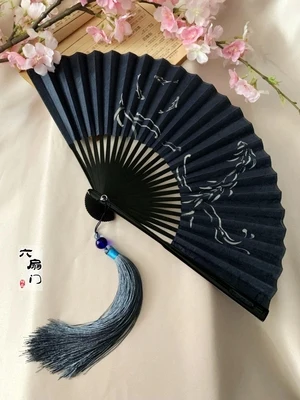 4- Edo в японском стиле Yunlong композитная бумага для мужчин и женщин резные Портативный Складной вентилятор летнее праздничное украшение ремесла - Цвет: 4-