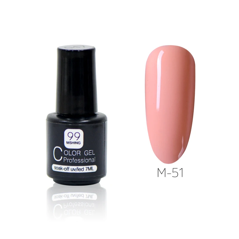 Mshing99 7ml Gel Polish Set All For Manicure Semi Permanent Vernis top coat UV LED Gel Varnish Soak Off Nail Art Gel Nail Polish - Color: M-51