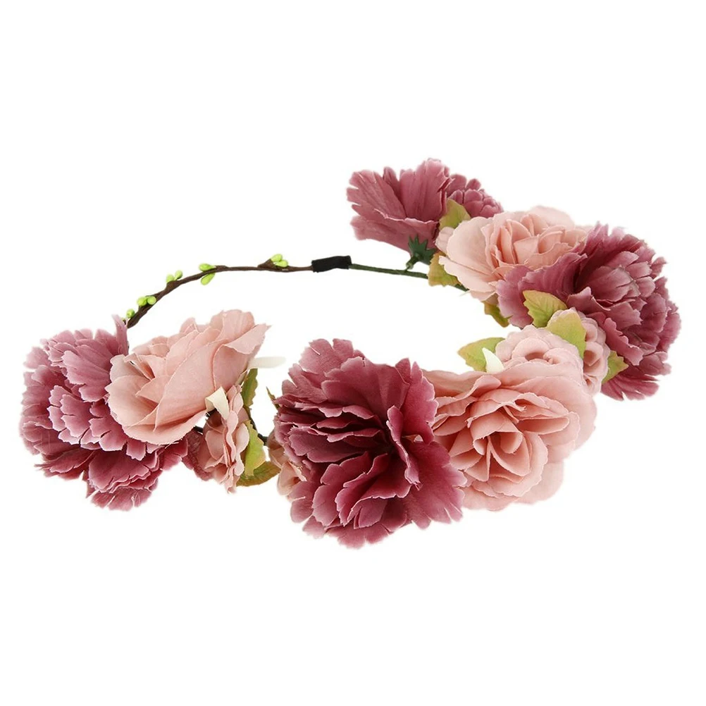 Floral Garland Crown Wedding Big Flower Wreath Crown Headband Hairband