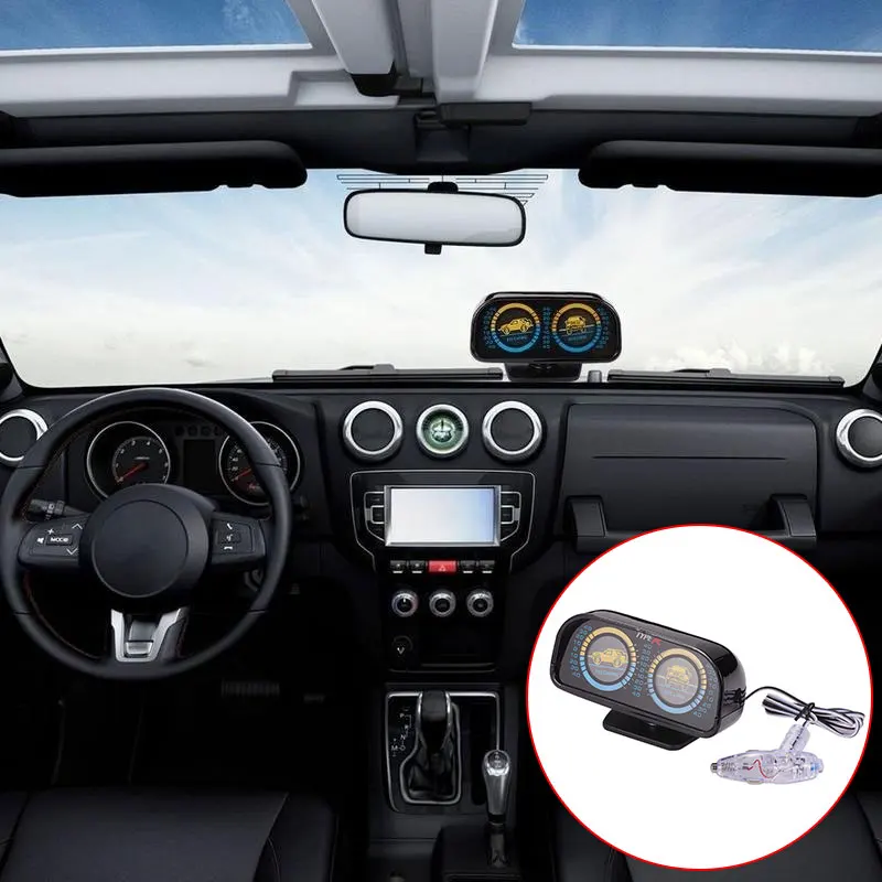 

Vehemo Backlight Car Vehicle Inclinometer Slope Level Meter Vehicle Inclinometer Pitch Rolling Auto Inclinometer Car for Compass