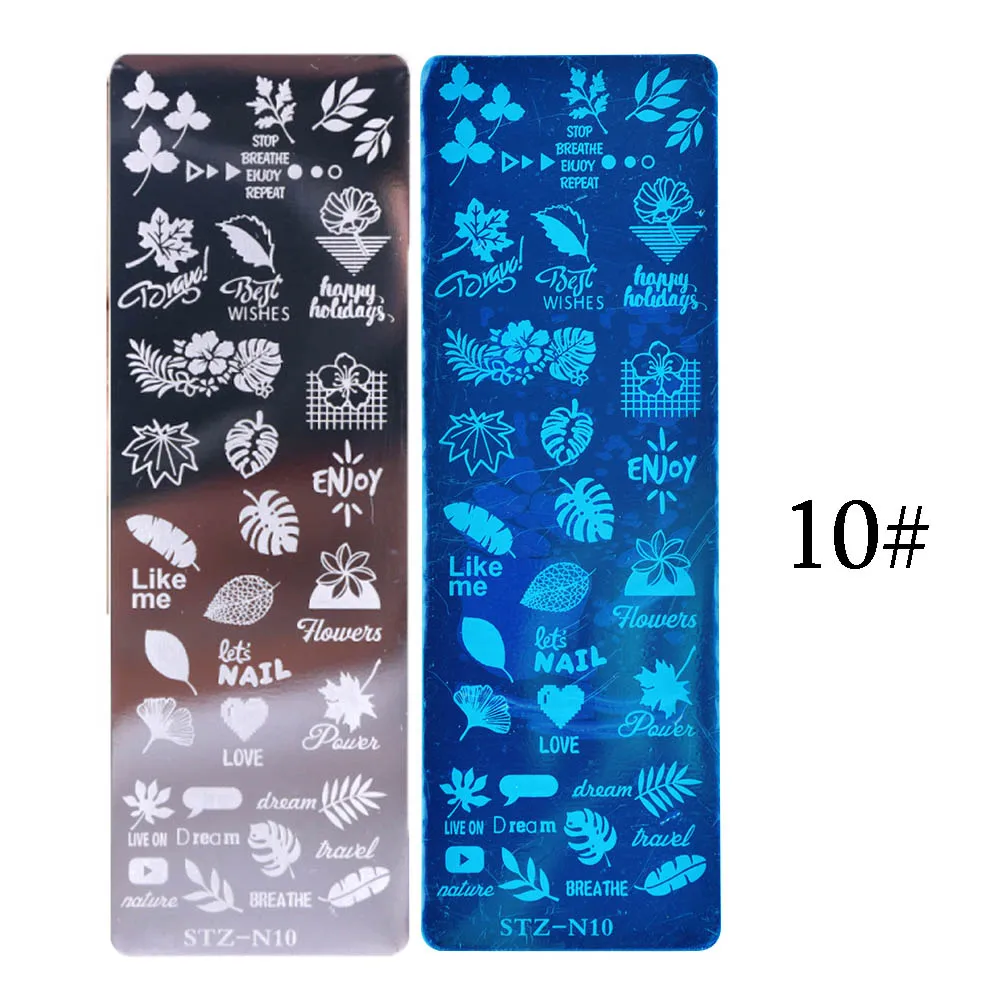 1 шт. штампованные пластины из нержавеющей стали для дизайна цветочных листьев маникюрные трафареты для дизайна ногтей Ловец снов инструмент для изображения цветов - Цвет: N10