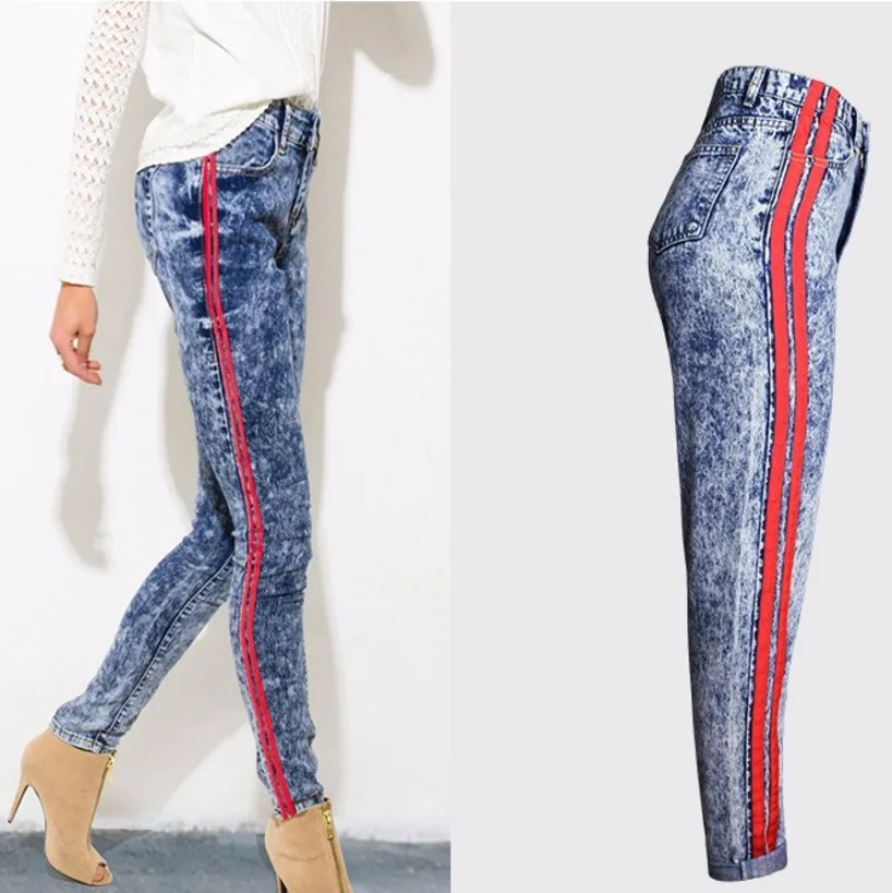 ladies jeans with side stripe