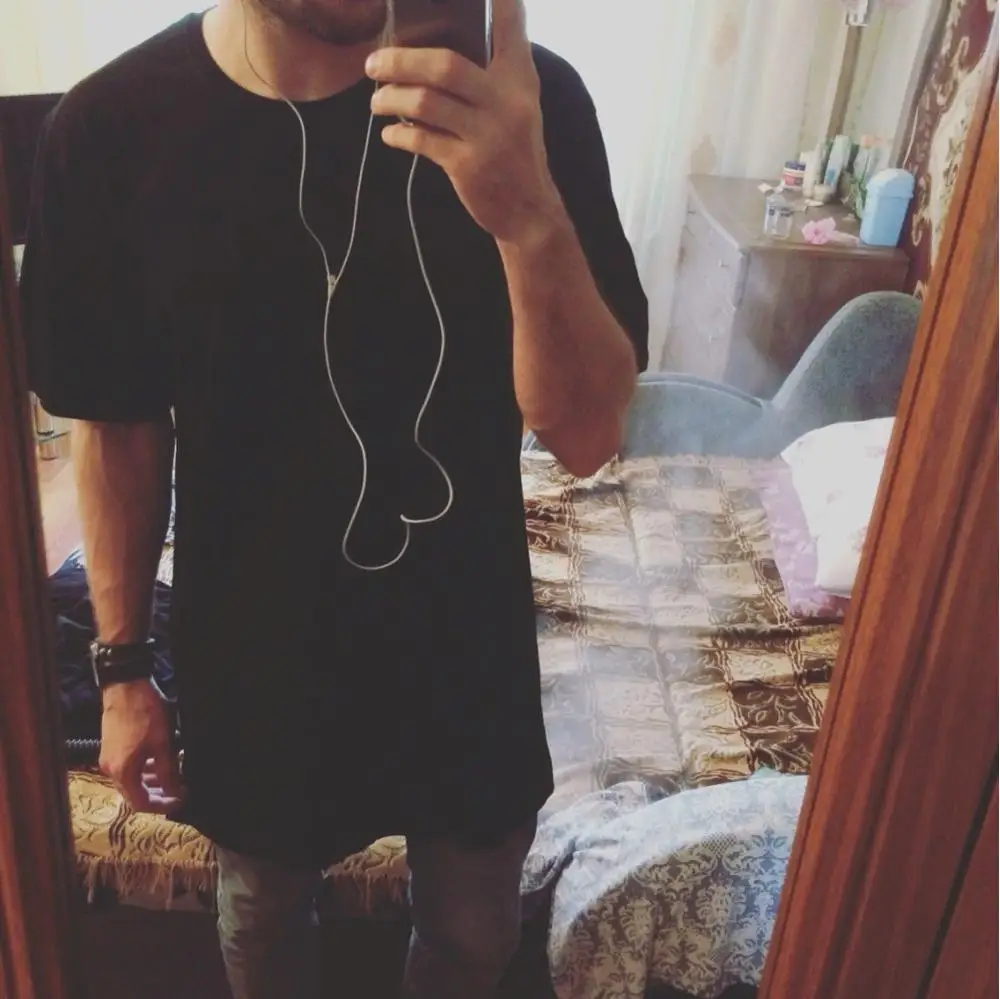 2025 Brand New Clothing Mens Black Mens Long T shirt Tops Hip Hop Man T-shirt Short Sleeve Casual Men Tee shirts For Male 5