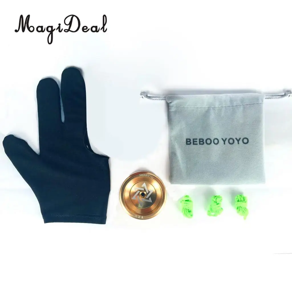 MagiDeal 1Set Cool Aluminum Professional Chinese YoYo Ball Bearing String Trick Alloy for Kids Adult Gift Toy Gold