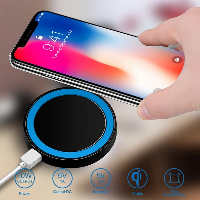 Essien QI Wireless Charger Pad Standard Charging for iPhone 8 X Samsung Galaxy S8 Note 8 Plus 10W Fast Wireless Charging charger