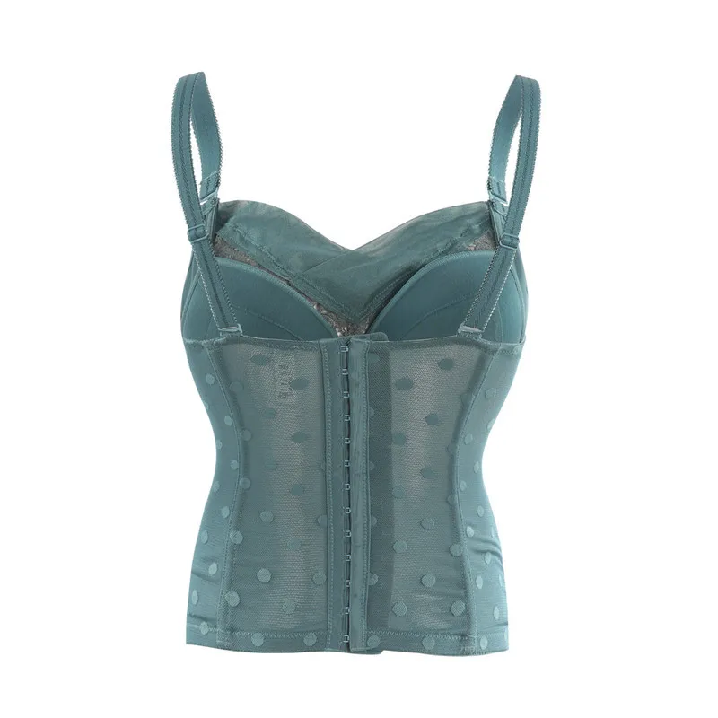 Women Lace Emboridery Corset Polka Dot Mesh Bone Sexy Bustier Corselet Bustier Overbust Slim Corsets Fashion 2 colors