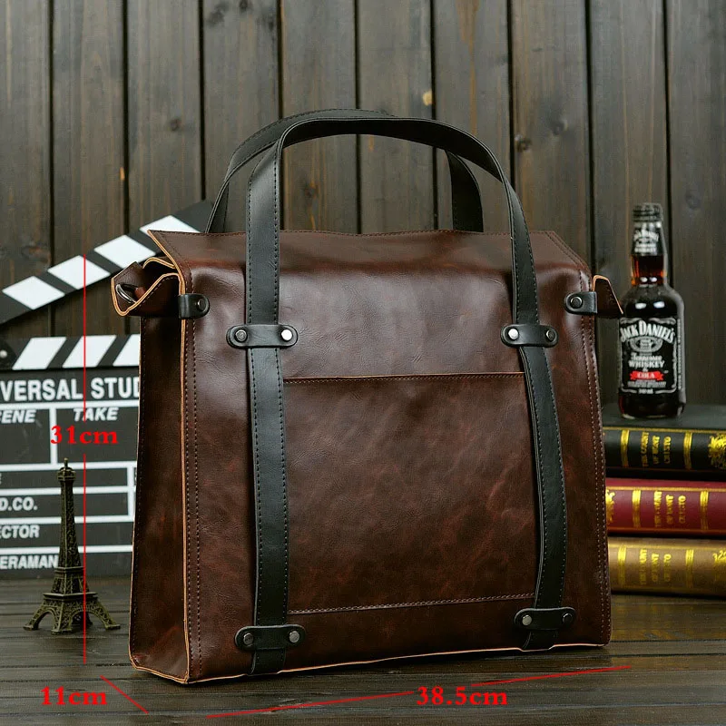 

Hot selling Casual Business Men bag Crazy horse PU Leather bags men Messenger Bags crossbody Shoulder men's travel bag briefcase
