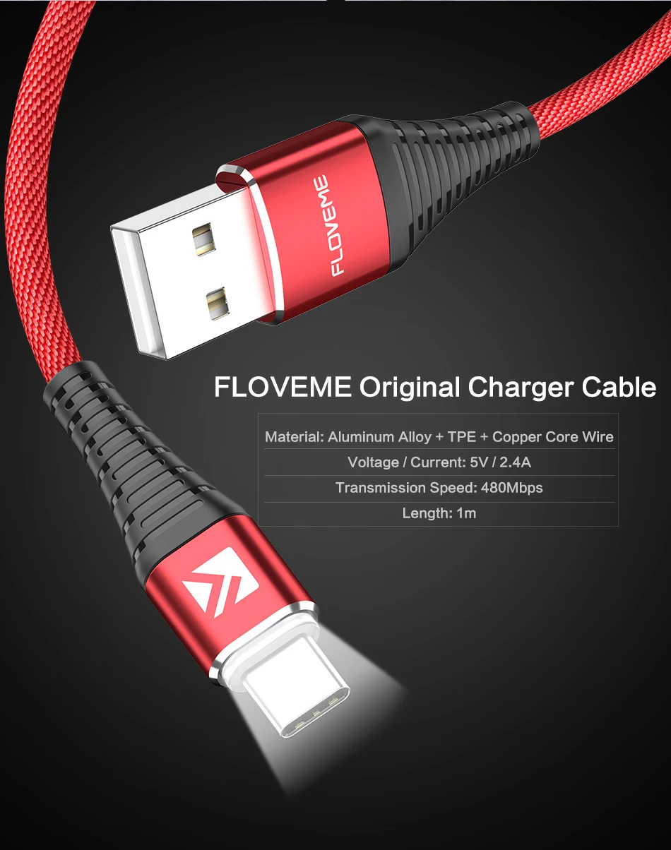 FLOVEME Тип usb C кабель для One Plus 6 5 т светодио дный свет 2A быстрой зарядки кабель для зарядки usb C для Huawei p20 P10 Lite данных провода шнура провод для зарядки type c провод для зарядки хуавей