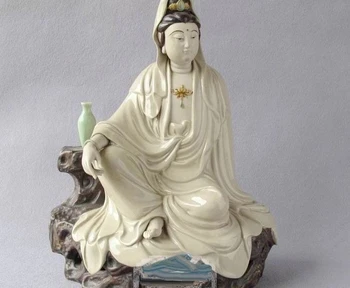 

Painted Pottery Porcelain Buddhism Vase Free Kwan-yin Guanyin Bodhisattva Statue