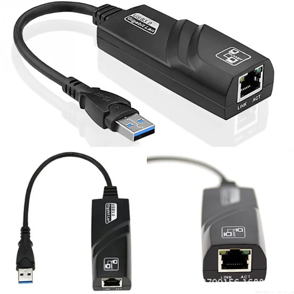 USB 3,0 Gigabit проводной Ethernet карты USB к RJ45 Ethernet LAN RJ45 (10/100/1000) Мбит/с сетевой адаптер Черный