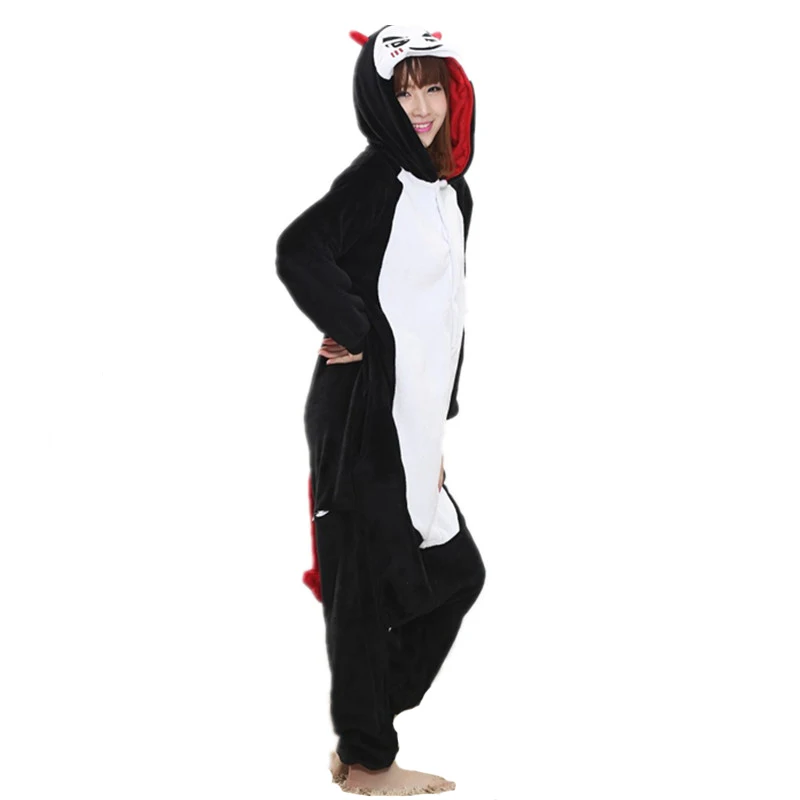 Funny Black Devil Kigurumi Soft Flannel One-Piece Pajamas Warm Demon Halloween Onesie For Adults Cosplay Party Costume Sleepwear (4)