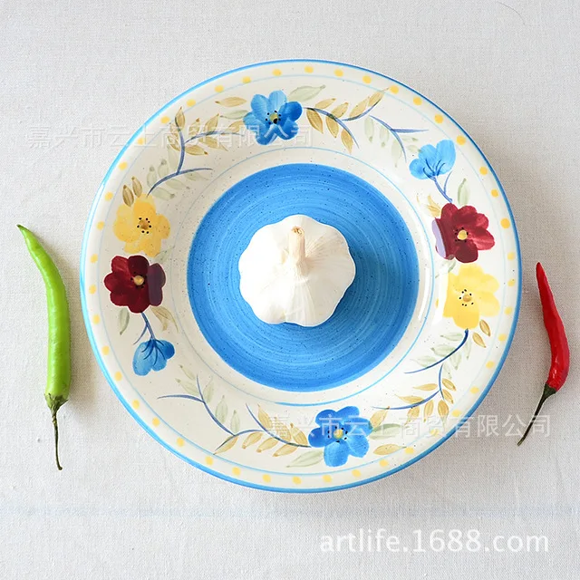 

Hand painted ceramic tableware steak disc 8.5 Inch dish household West plate decoration disc hanging plate wall