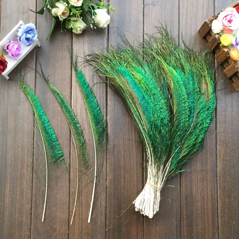 

Beautiful! 50pcs 12-14 inches / 30-35cm Natural Peacock Feather Sword Symmetrical For Wedding Decoration / Free shipping