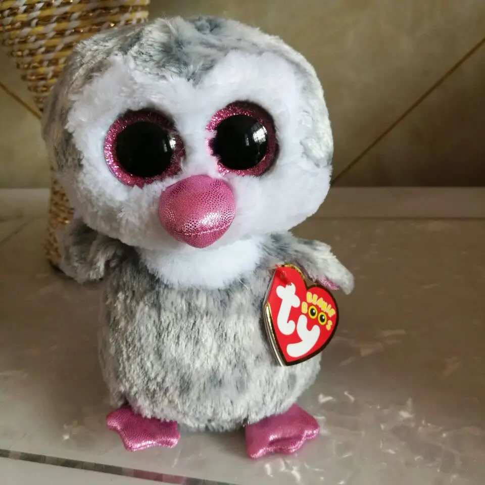 Grey Sheep 6/" Ty Beanie Boos Puppy Glitter Big Eyes Plush Stuffed Animals Toys