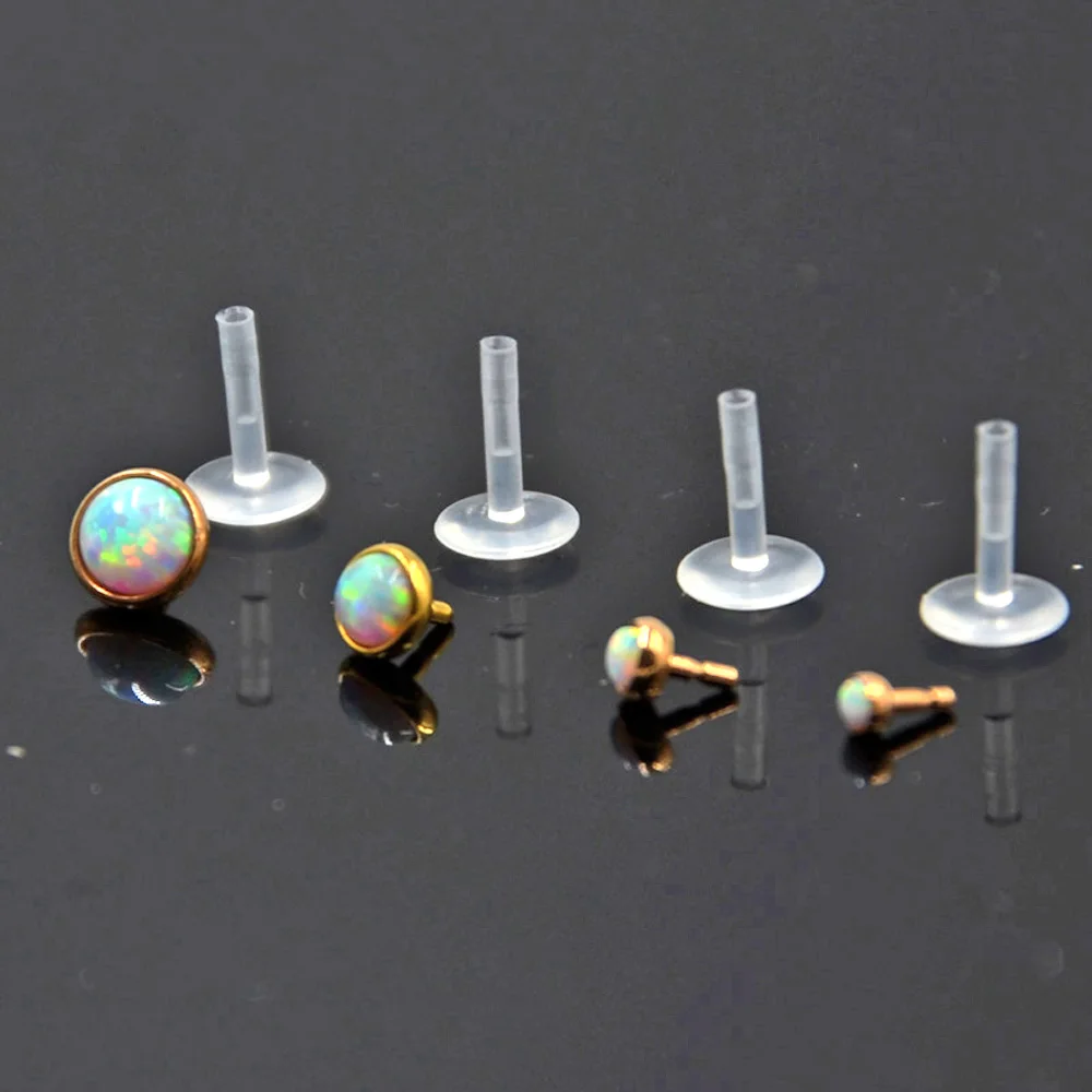 BOG 7PCS AB & Clear Opal Zircon Bioplast PTFE labart кольцо для губ Монро гвоздики ушей гвоздь
