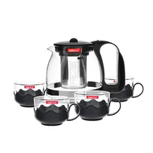 Стекло Чай горшок 700 мл термостойкие Чай Комплект фильтр горшок+ 4 Чай Чашки Кофе пуэр Цветочный чай подарки наборы для ухода за кожей чайник