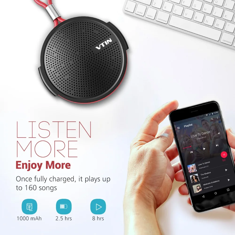 VTIN беспроводные колонки HD звук портативный Bluetooth 4 2 динамик с микрофоном присоска