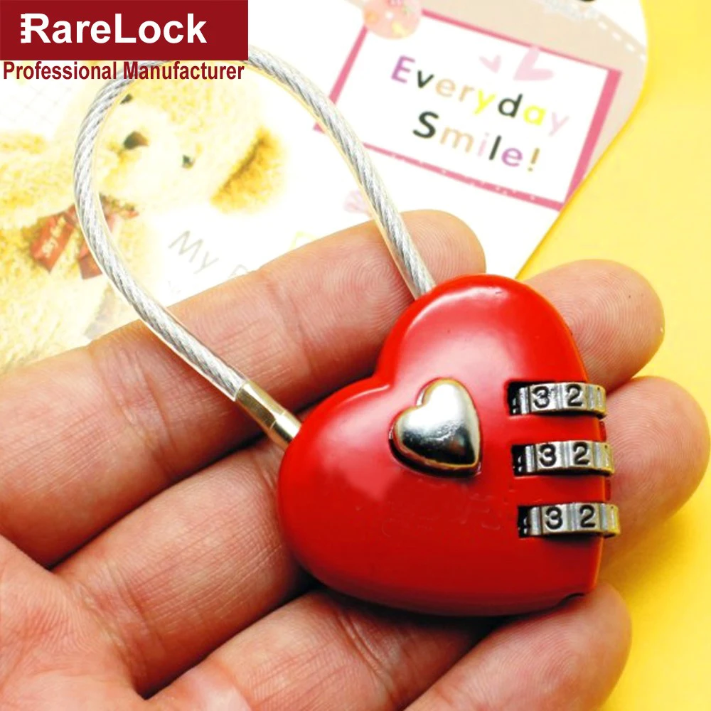 

Rarelock Combination Padlock Love Heart Code Lock for Men Women Pair with Travelling Sport Luggage Bag Backpack Handbag DIY f