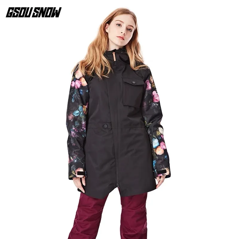 GSOU الثلوج جديد سترة تزلج النساء مكافحة بيلينغ على الجليد معاطف للماء الأزياء يندبروف الإناث سترات للتزلج تنفس القطن