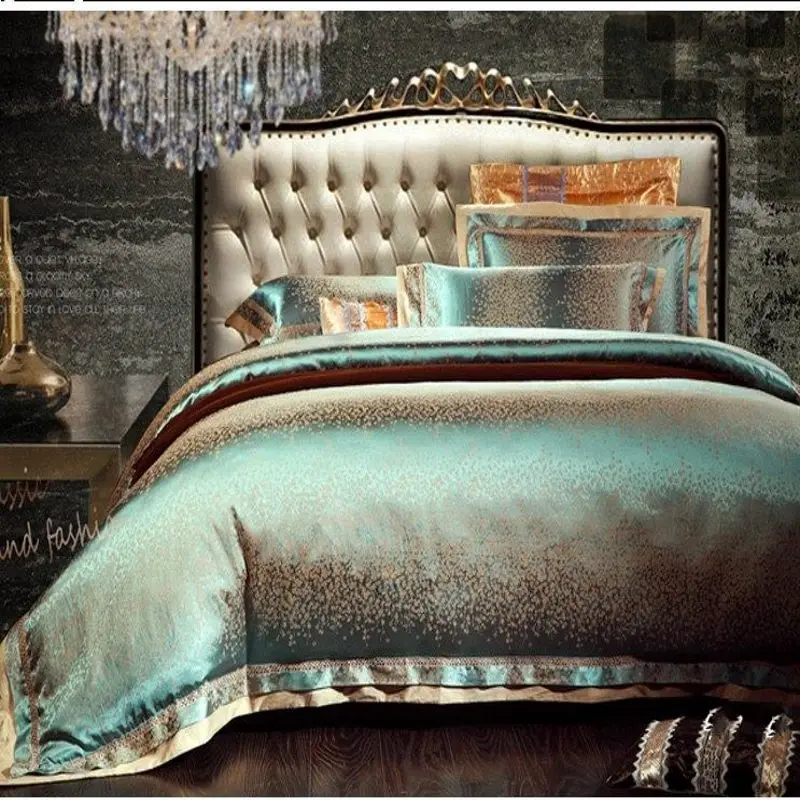 Жаккардовый сатин постельные принадлежности король, королева Роскошные Дань одеяло/пододеяльник постельное белье Комплект домашний текстиль