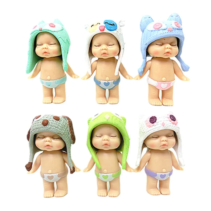 

1 stks random supply sleep lovely baby dolls action figures kids pvc model Ornamental toys for Children gift Creative dolls