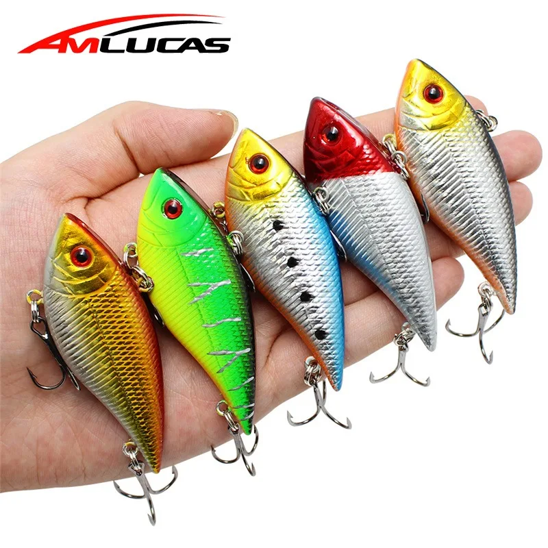 

Amlucas Hard VIB Lure 7cm 10.4g Fishing Bait Sinking Crankbait with Treble Hooks Artificial Hard Bait Sea Fishing Lure WW178