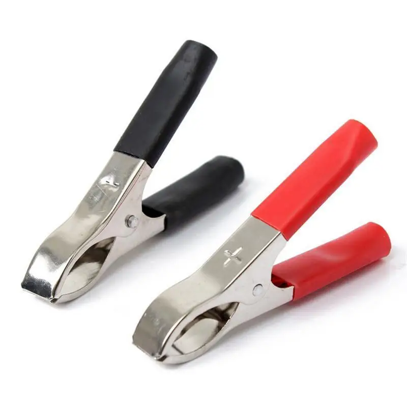 

2Pcs 30A Red + Black 75mm Crocodile Car Caravan Van Battery Test Lead Clips Best Promotion Alligator Clips