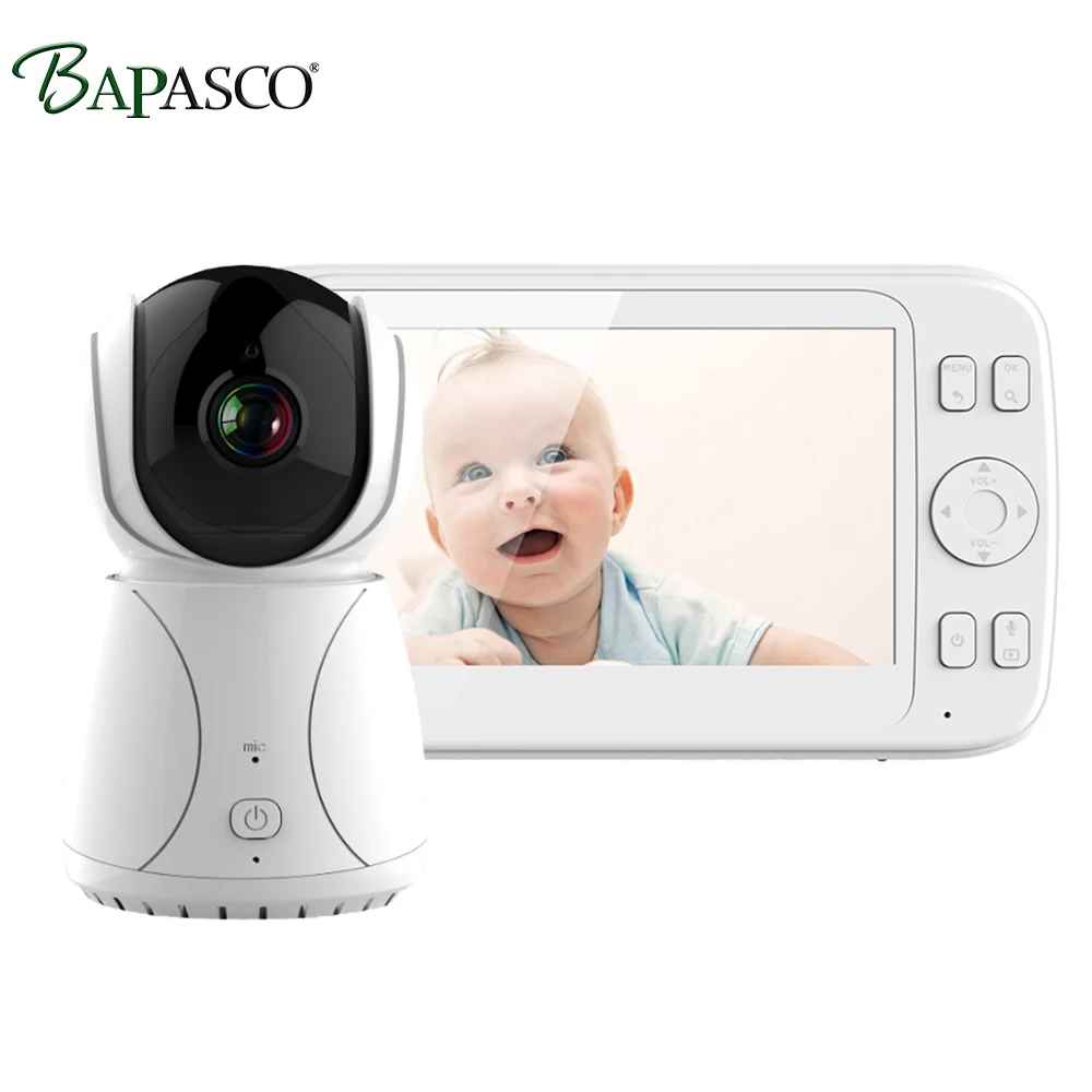 

BAPASCO 5 inch security camera 2.4G wireless shaking head babysitter infrared night vision temperature monitoring two-way call