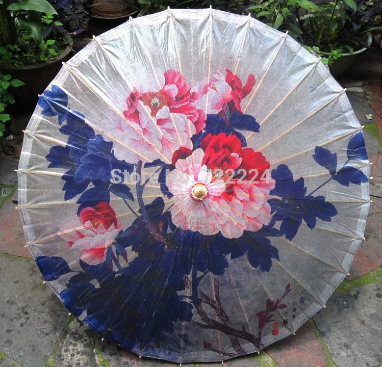 Free shipping dia 84cm chinese oiled paper umbrella blooming peopny
