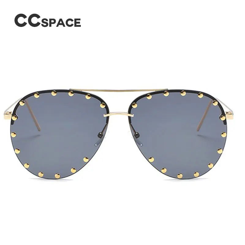 CCSPACE, женские солнцезащитные очки с металлической полуоправой, красные, для женщин, индивидуальные очки с заклепками, фирменный дизайн, очки с защитой от ультрафиолета, 45202