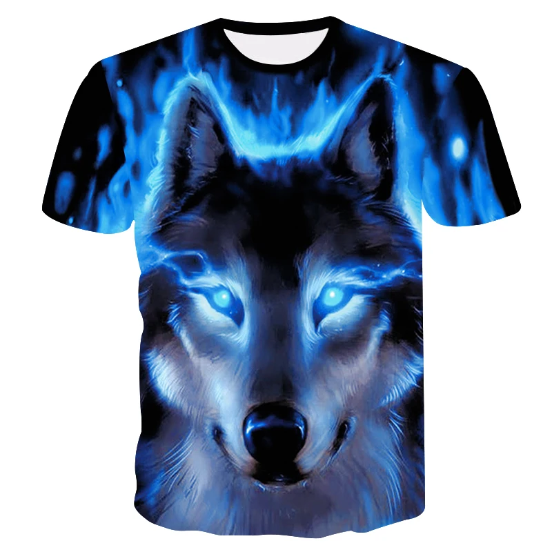 Новая 3D Толстовка с принтом волк при лунном свете модная мужская футболка Летняя Уличная Повседневная быстросохнущая футболка с коротким рукавом крутая футболка