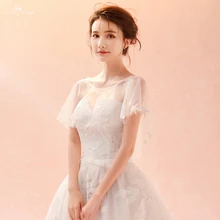 LZP282 Yiaibridal Свадебные аксессуары звездный узор Свадебная шаль слоновая кость тюль бисером свадебное болеро женщина