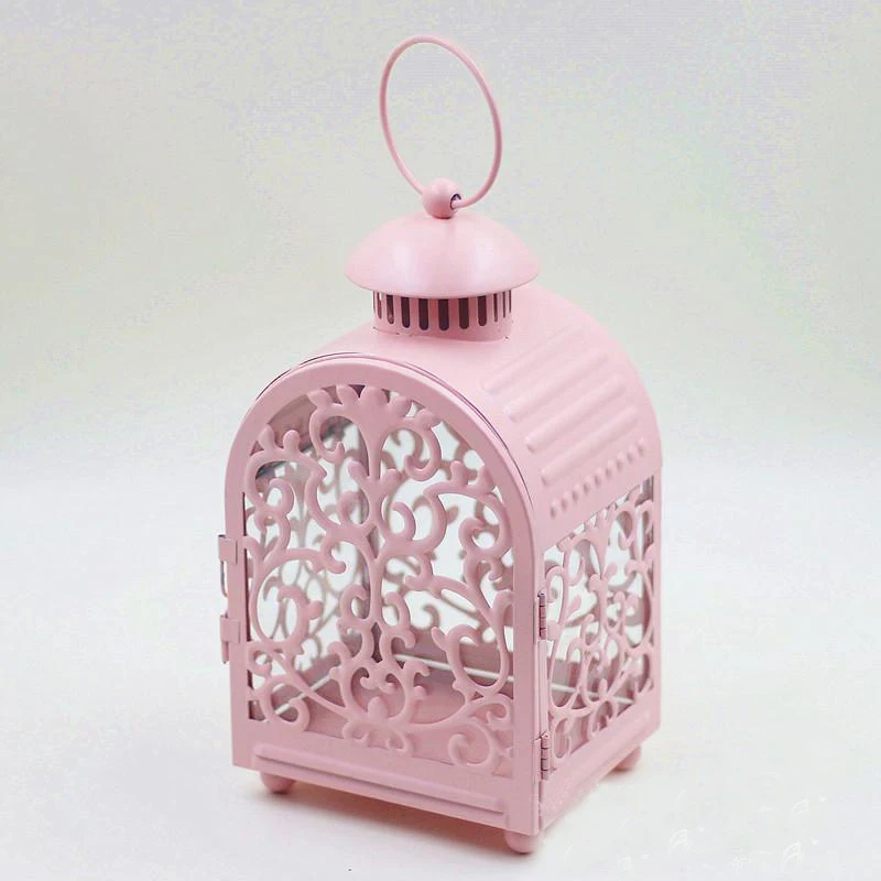 European Wedding Accents Home Garden Decor Hollow Lace Design Small Pink White Green Black Iron Candle Lantern European Wedding Accents Home Garden Decor Hollow Lace Design Small Pink White Green Black Iron Candle Lantern