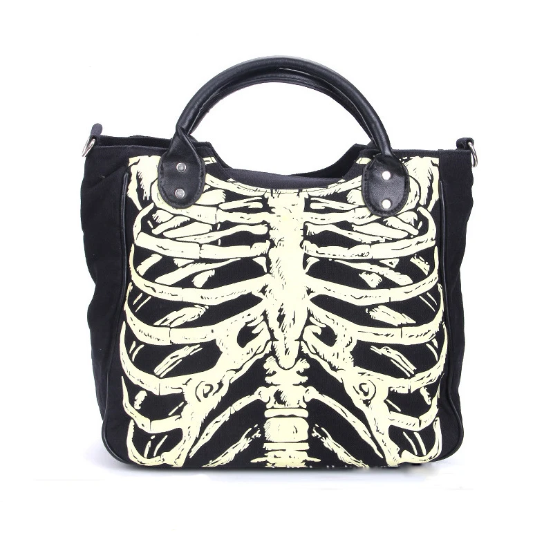

2019 Women Girl Skeleton Bones Bats Skulls Eyeballs Gothic Shoulder Bag Handbag Horror Bags Special Design Handbags
