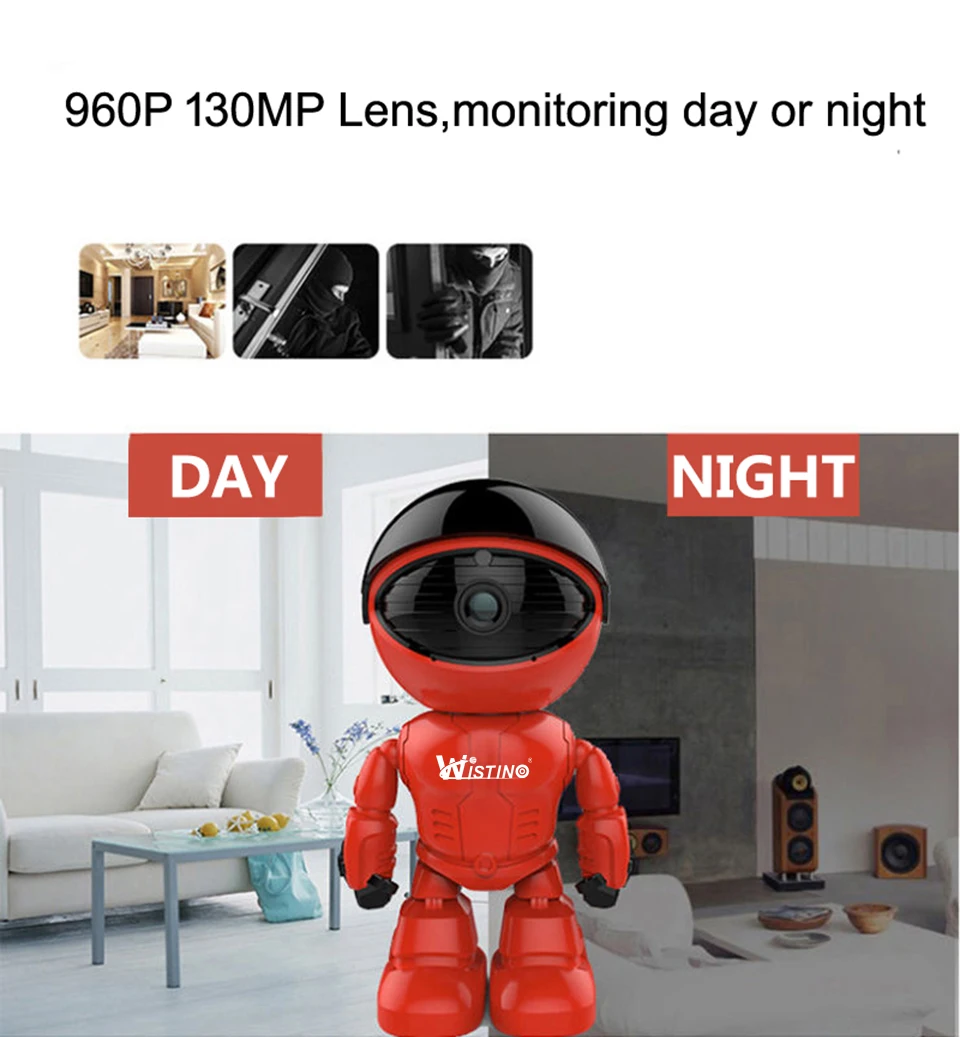 Wistino 960P IP Camera Robot Wireless Smart Home WIFI Baby Monitor 1.3MP CCTV Security Camera Indoor Alarm Surveillance Remote (9)