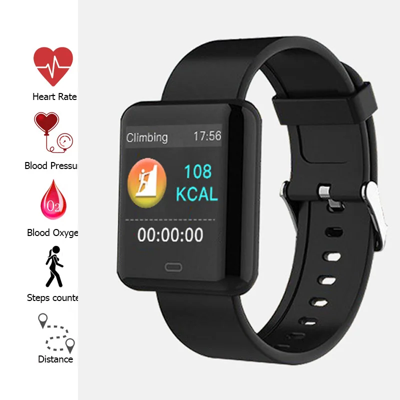 

2018 Color Screen Waterproof Smart Watch With Heart Rate Monitor Blood pressure monitoring Pedometer Fitness Tracker Smartwatch