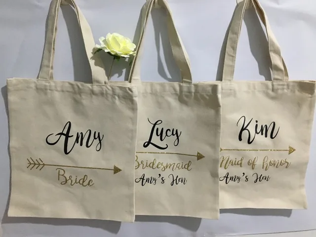 personalized name bridesmaid tote bags wedding gift bags