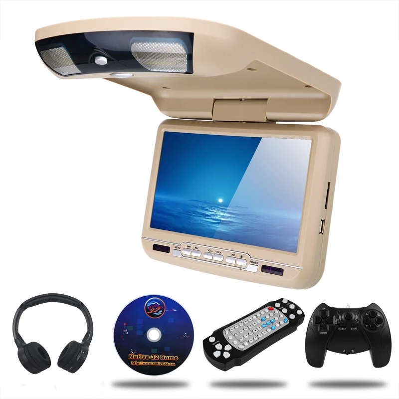 9 дюймов Автомобильный держатель на крышу откидной монитор светодиодный цифровой экран dvd-плеер ИК fm-передатчик USB SD MP5 Поддержка 32 битов игры