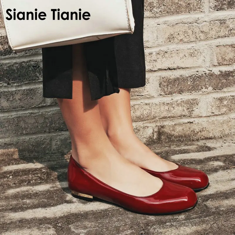 Sianie Tianie/однотонные женские туфли из лакированной искусственной кожи с круглым