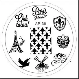 

1pc Cute Round Paris Style Stamping Metal Plate Nail Art New Coming AP36