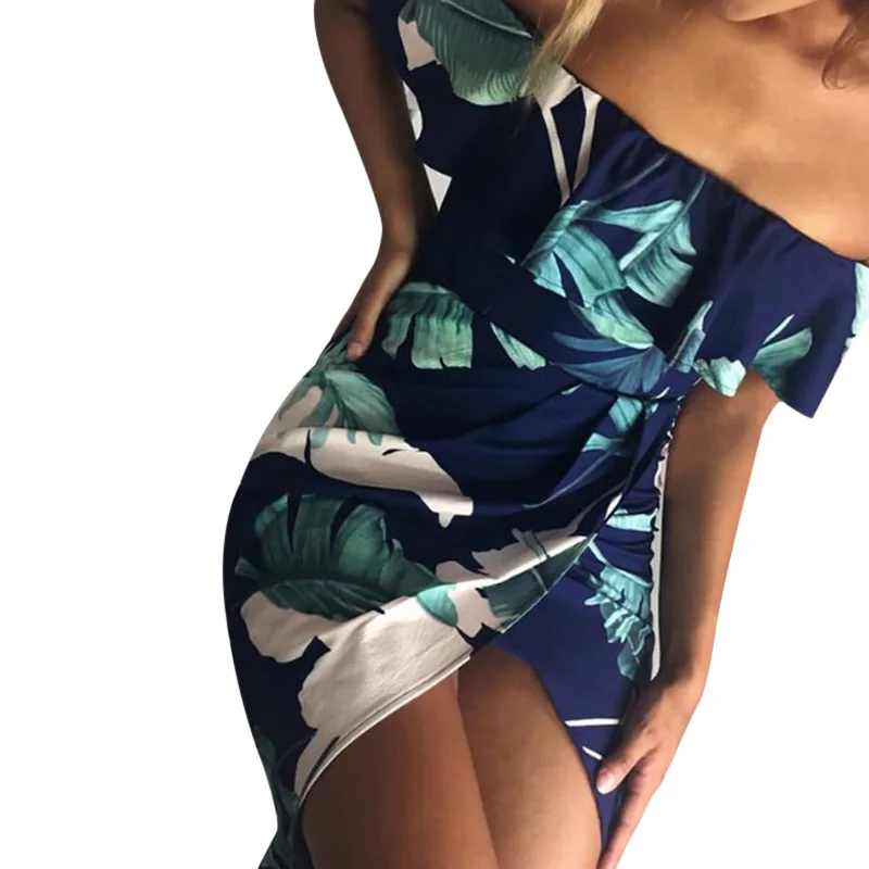 2019 Женская Сексуальная плиссированная юбка с открытыми плечами облегающая мини-юбка с коротким рукавом Мути-цветной принт 2018 Новая Летняя