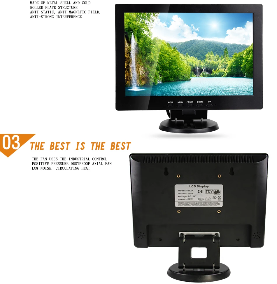 12.1 "VGA/HDMI/ТВ/av разъем Мониторы 1280*800 песня машина кассовый квадратный Экран мониторы/Дисплей non-touch IPS Экран