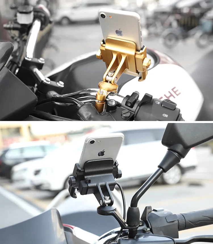 Мотоциклетный держатель для телефона с поддержкой руля заднего вида, байкерское крепление на 360 градусов, подставка для iPhone 8 7 6s Plus, Xiaomi, gps