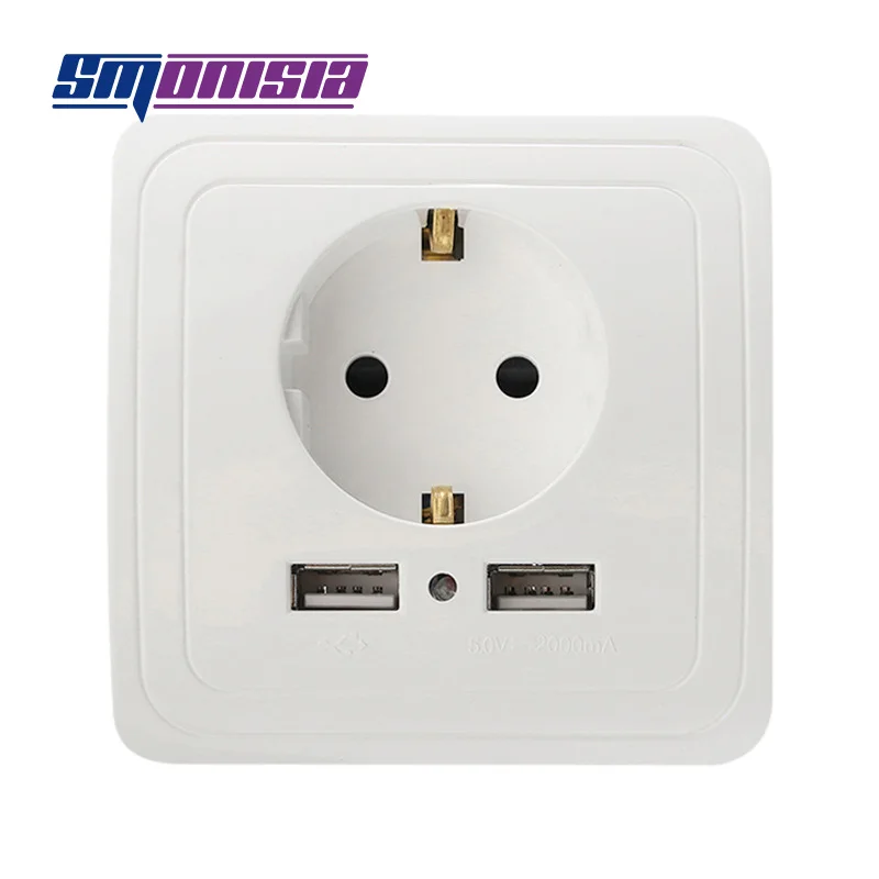 

10pcs Best Dual USB Port 5V 2A Wall Outlet Wall Charger Socket Electrical Power Outlet Charger Adapter Plug