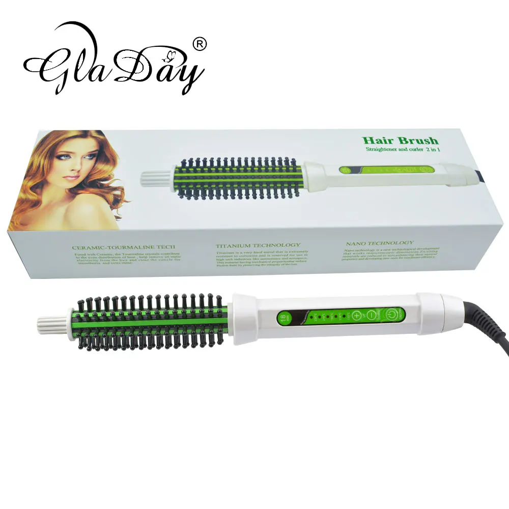 Ceramic Hair Curler Brush Electric Comb Hair brush LED Curling Fluffy Brush Curlers Styling Tools